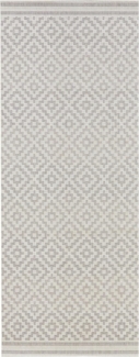 In- & Outdoor Teppich Raute grau/creme - 80x200x0,8cm