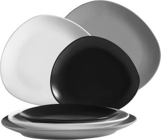 Mäser 931240 Glendale Tellerset, schwarz/weiß/grau, 6-teilig (1 Set)