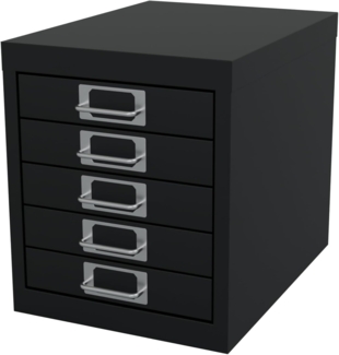 HAGO Ablageregal Aktenschrank Schwarz Schubladenschrank 5 Schubladen Stahlschrank Schre