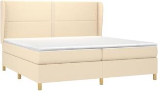 Boxspringbett mit Matratze Stoff Creme 200 x 200 cm, Härtegrad: H2 [3128474]