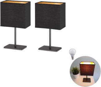 Lichthandel Hoch LED Tischleuchte Nachttischlampe 2er Set Nachttischleuchte für Schlafzimmer Tischlampe, LED wechselbar, warmweiß, LED