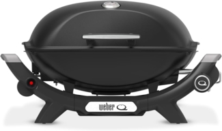 Weber Q2100N Gasgrill, 53 x 38cm Grillfäche, portabler BBQ Grill, 1 Brenner, hoher Deckel, 2-geteilter porzellanemaillierter Guss-Grillrost - Schwarz (1501088)