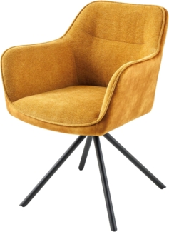 riess-ambiente Polsterstuhl VERONA senfgelb / schwarz (Einzelartikel, 1 St), Esszimmer · Samt · Metall · mit Armlehne · 180° drehbar · Design