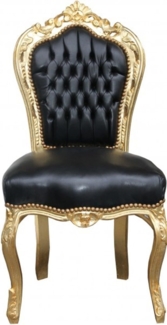 Casa Padrino Barock Esszimmer Stuhl Schwarz Lederoptik / Gold - Möbel Antik Stil