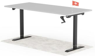 manuell höhenverstellbarer Schreibtisch EASY 180 x 80 cm - Gestell Schwarz, Platte Grau