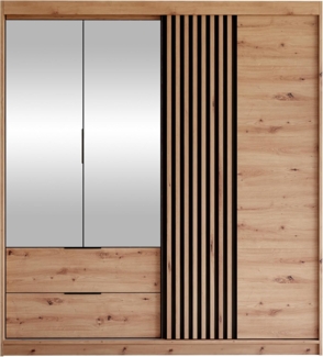 Kleiderschrank Mrynit 203 (Farbe: Artisan Eiche / Artisan Eiche + Schwarz)