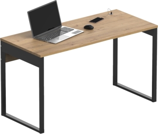 Muebles Pitarch | Bürotisch mit Metallbeinen, Schreibtisch, Computertisch oder Studientisch, Gold Eiche, 76 x 135 x 60 cm (Höhe x Breite x Tiefe), modern, Modell Nexus