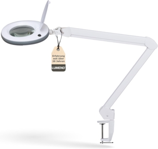 Lumeno Lupenlampe 721X LED-Lupenleuchte, 127 mm Echtglaslinse, LED fest integriert, Kaltweiß, 6500 K