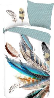 good morning Renforcé Bettwäsche 3 teilig Bettbezug 200 x 200 cm Kopfkissenbezug 80 x 80 cm Feather 30075. 99. 13 Multi