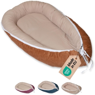 ULLENBOOM Babynest - 100% OEKO-TEX Materialien & Made in EU, Cord Caramel - Babynestchen Neugeborene aus kuscheliger Baumwolle, Ideal als Reisebett & Kuschelnest geeignet