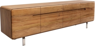 Lowboard Anaya 200 cm Akazie Natur 4 Türen L-Fuß Edelstahl