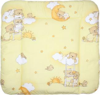 Baby Auflage Wickelauflage - BÄRCHEN AUF LEITERN GELB - 70x50 cm 70x70 cm 70x85 cm Wickeltischauflage 70x85 cm