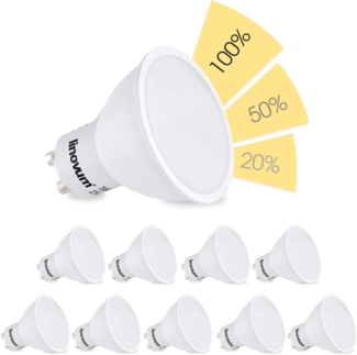 linovum LED-Leuchtmittel 10 x fourSTEP Dim LED Leuchtmittel mit 4-Schritt-Dimmung GU10 - 5W, GU10, Warmweiß