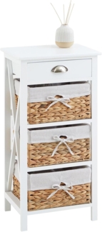 IDIMEX Nachtkommode NUCSO, Nachttisch mit 3 Körben Landhausstil Nachtkonsole Beistelltisch Weiß