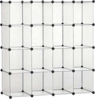 HOMCOM Kommode DIY Regalsystem mit 16 Würfeln (Aufbewahrungsregal, 1 St, DIY-Würfelregal), Kunststoff Stahl Weiß 125 x 32 x 125 cm