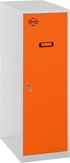 Simon Rack Simonlocker Kommode, klein, 915 x 300 x 500 mm, Amario aus Metall, inkl. Schlüssel, Grau/Orange