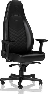 noblechairs ICON Gaming Stuhl Schwarz - Ergonomischer Bürostuhl 150 kg Belastbarkeit - Drehstuhl mit Rollen - Gaming PC Stuhl PU-Kunstleder - Office Chair Ergonomic - Inklusive Kissen