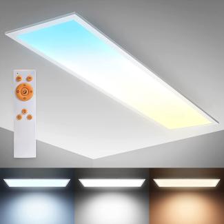 B.K.Licht Deckenleuchte LED Panel 100x25cm dimmbar 24 Watt 2200 Lumen ultra-flach Weiß BKL1326, Dimmfunktion, LED fest integriert, Farbwechsler, Kaltweiß, Neutralweiß, Warmweiß, Deckenlampe CCT 3000K-6500K inkl Fernbedienung Timer Nachtlicht Memory