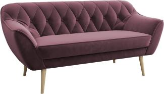 MKS MEBLE Sofa - Moderne Sofa - Skandinavische Deko Polstersofa - Pirs Loungesofa - DREI Personen Rosa