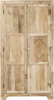 Kare Design Puro Schrank, Kleiderschrank Massivholz, Flurschrank Holz, (H/B/T) 190x100x58cm