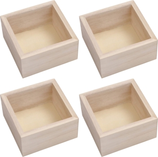 Belle Vous Aufbewahrungsbox Holzkiste Quadratisch 4 Stück 9,5x9,5x5cm (4 St)