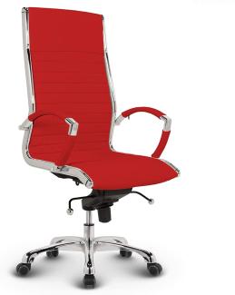 VERSEE Design Bürostuhl Chefsessel Montreal - Echt-Leder - rot -Drehstuhl, Bürodrehstuhl, Schreibtischstuhl, Chefstuhl, Designklassiker, hochwertige Verarbeitung, Stuhl, 150 kg Belastbarkeit