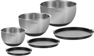 Edelstahl Schüssel 6-er Set mit Deckel Edelstahlschüssel Schalen Genius A06428