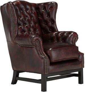 Ohrensessel Chesterfield Kingsfield Echtleder rot