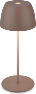 BRILONER - Mini LED Tischlampe kabellos IP44 mit Touch, stufenlos dimmbar, Akku & Lichtquelle tauschbar, Nachttischlampe, Dekolampe, LED Lampe, Akku Tischleuchte, 8x20 cm (DxH), Umbrasand