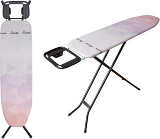Vileda Diamond Bügelbrett, Bügeltisch für Dampfbügelstationen, Bügelfläche 120x38 cm, titanbeschichteter Bügelbezug, höhenverstellbar, stabiles Gestell, TÜV-geprüft, 3 Jahre Garantie, Eco-Pack