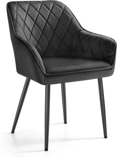 Songmics Dining Chair, Pulverbeschichtete Metallbeine, Holzplatte, Samt, Schaumstoffpolsterung, Tintenschwarz, 60 x 62.5 x 85 cm