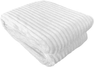 Vewotex warme Wohndecke in Cordoptik, Antipilling Effekt, Polyester, Weiß, 200 x 150 cm