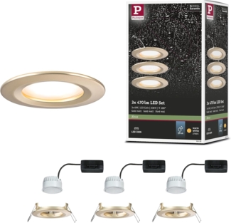 Paulmann 92405 Einbauleuchte LED Nova Coin 3er-Set starr 78mm gold IP44