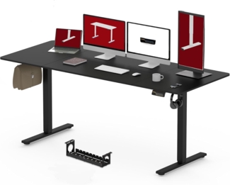 SANODESK Elektrisch Höhenverstellbarer Schreibtisch 180x80 cm – Ergonomischer Steh-Sitz Tisch mit Memory-Funktion für Homeoffice und Heimbüro, Schwarz, Computertisch, Standing Desk