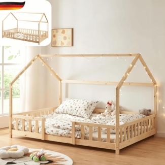 DELUKE® Hausbett LULO, Kiefernholz, Braun, 140x200 cm