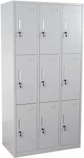 Schließfach Boston T829, Schließfachschrank Wertfachschrank Spind, Metall 9 Fächer ~ grau