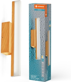 LEDVANCE Orbis Spiegel 40 cm, klickbar, CCT-dimmbar, IP44, Holzoptik