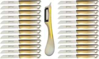SMI Schälmesser SMI Solingen Schälmesser 24-tlg Sparschäler Gemüsemesser Obstmesser, Wellenschliff - Rechts- und Linkshänder nach klingen wechseln