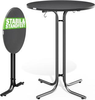 Casaria Stehtisch, Ø70x110 cm klappbar rund Garten Holz Metall Hochtisch Partytisch grau