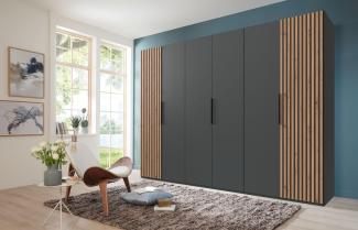 Drehtürenschrank >Andorra< in Graphit / Artisan-Eiche - 300x216x58cm (BxHxT)
