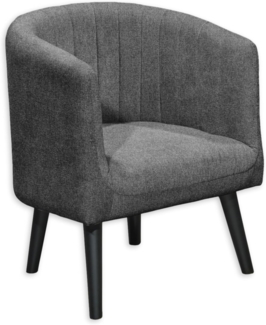 PAUL Loungesessel mit Armlehnen, Anthrazit - Moderner Wohnzimmer Fernsehsessel gepolstert mit schwarzen Massivholz Füßen - 61 x 82 x 58 cm (B/H/T)