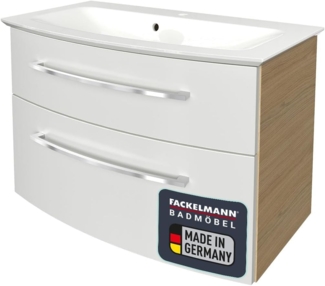 Fackelmann B.STYLE Badmöbel Set 2-teilig, 83,2 cm breit, Weiß/Braun, Gussmarmor Weiß
