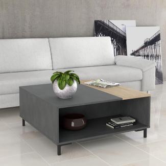 Couchtisch GALACTIQUE 90 x 90 cm Optik Beton grau / Sonoma Eiche