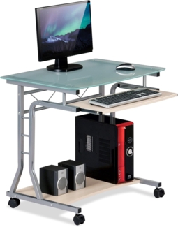 Compact Pc Desk With Glass Floor