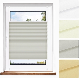 jalousiescout Plissee Pure Plissee, Premium, Polyester-Stoff, 35x100 cm, grau, halbtransparent, ohne Bohren, verspannt, Klemmfix, Polyester, blickdicht, halbtransparent