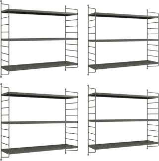 Modulares Wandregal Strängnäs 4er Set Anthrazitgrau [en. casa]