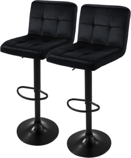 ML-DESIGN Barhocker Gepolsterter Barstuhl mit Rückenlehne und Fußstütze, 360° drehbar (2 St), Drestuhl höhenverstellbar 63-83 cm, Schwarz, Bezug aus Samt