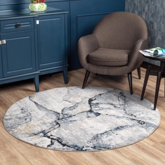 Livabliss Teppich BERLIN, ⌀160cm, rund, Höhe: 10 mm, Moderner Designerteppich in Marmor Optik, Kurzflor Wohnzimmerteppich