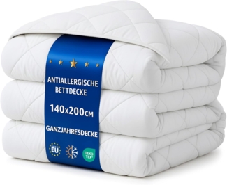 Bettdecke Ganzjahresdecke Steppdecke 140x200 cm - Schlafdecke warm Steppbettdecke Duvet Weiß