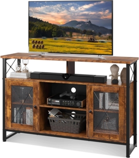 WLIVE TV Schrank, TV Board für Fernseher bis zu 55 Zoll, Hoch TV-Schrank mit Verstellbaren Ablagen, Fernsehtisch mit Zwei Schränken, TV Tisch für Wohnzimmer, Esszimmer und Schlafzimmer, Vintagebraun
